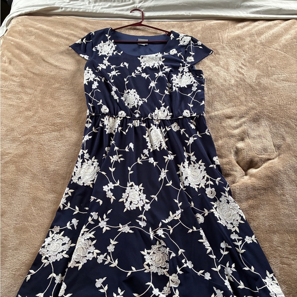 Rabbit Rabbit Rabbit Navy and White Floral Midi Dress